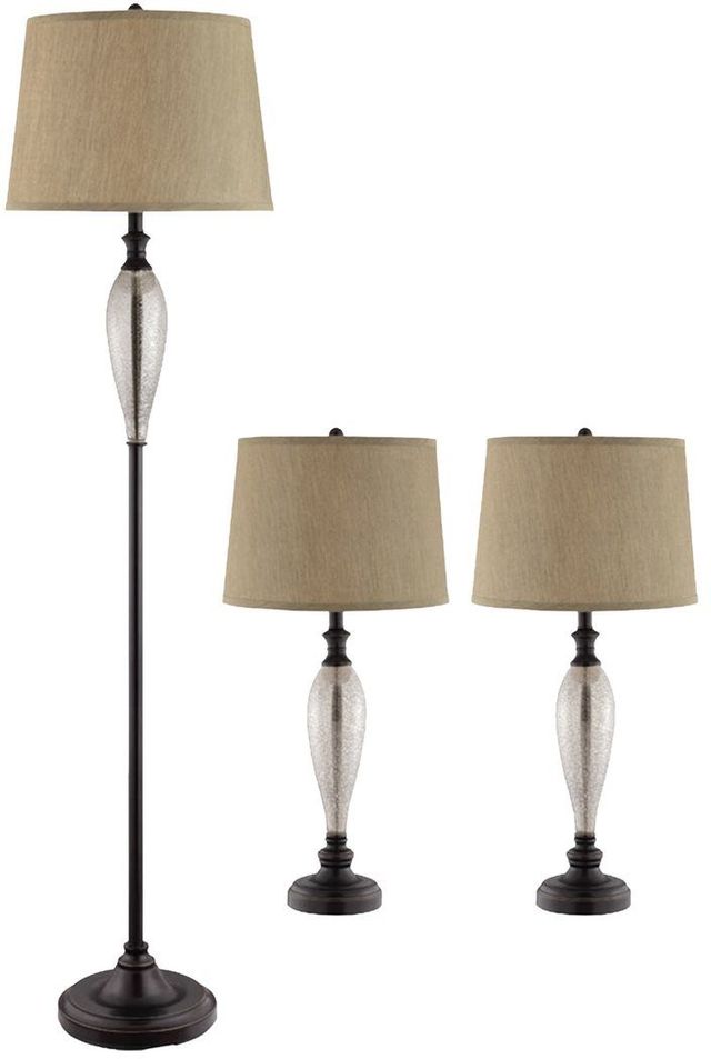 Stein World Set Of 3 Metal & Glass Lamps