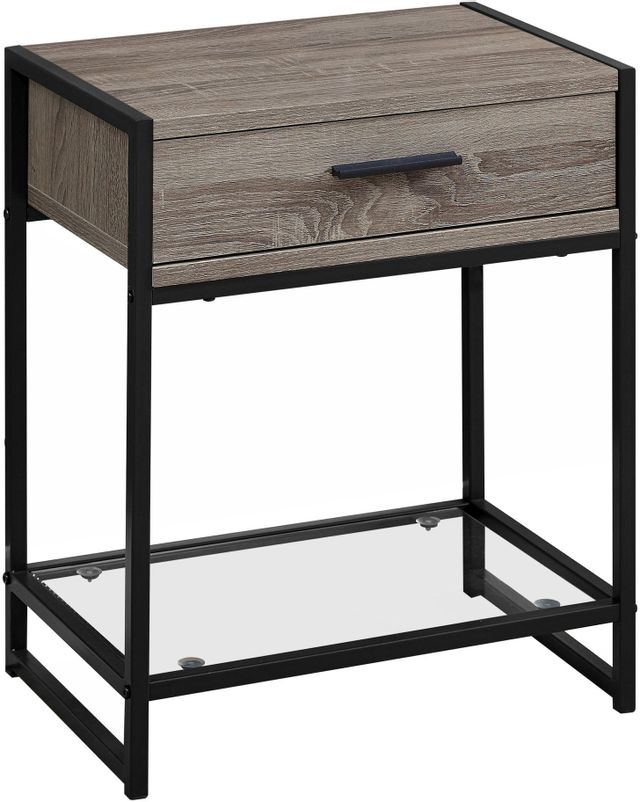 Monarch Specialties Inc. Dark Taupe 22" Glass Shelve Accent Table with Black Metal Base