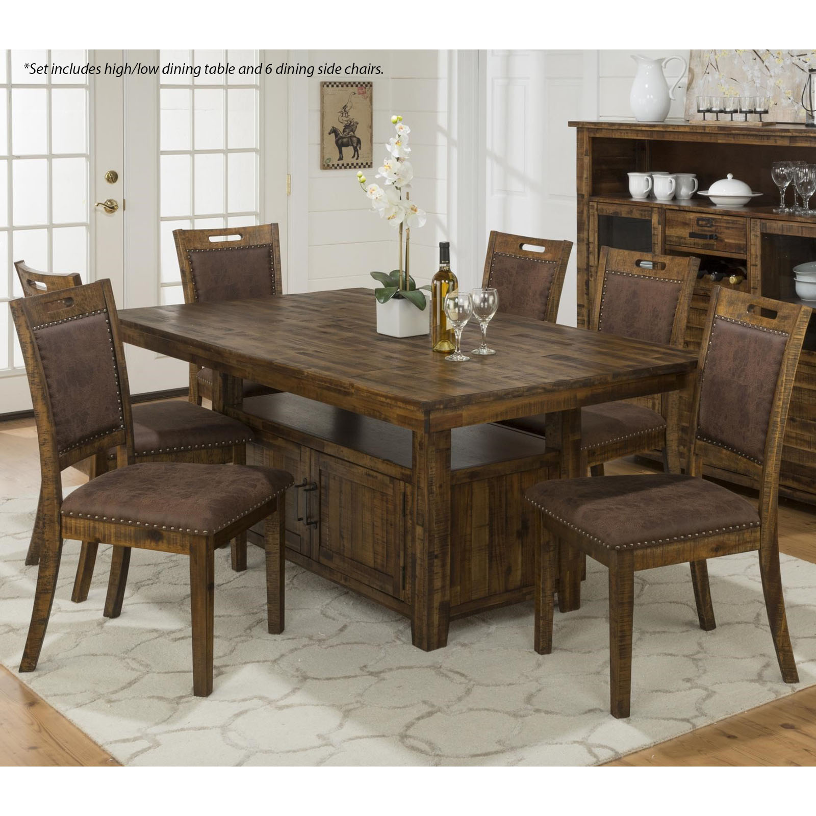 Jofran Cannon Valley Storage Dining Table & 6 Side Chairs