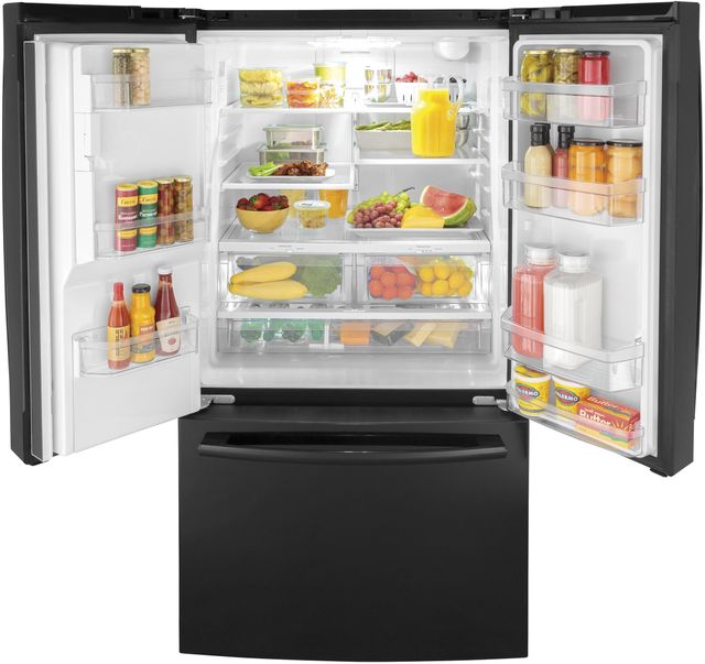 GE® 25.6 Cu. Ft. High-Gloss Black Freestanding French Door Refrigerator-2