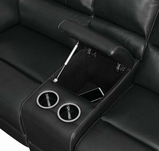 Coaster® Lee Black Reclining Glider Loveseat with Console 2
