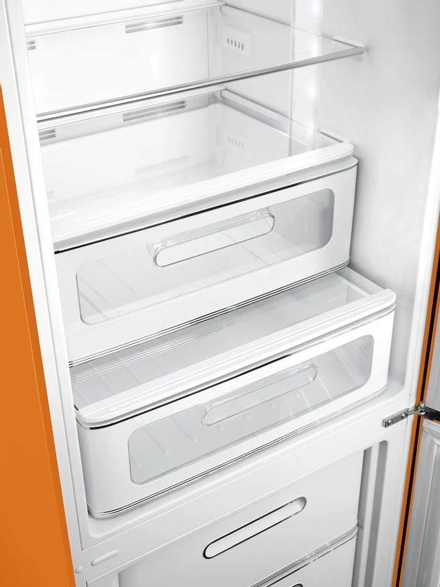 Smeg 50's Retro Style Aesthetic 11.7 Cu. Ft. Orange Bottom Freezer Refrigerator 3