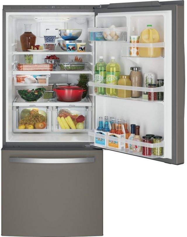 GE® Series 30 in. 21.0 Cu. Ft. Slate Bottom Freezer Refrigerator-3