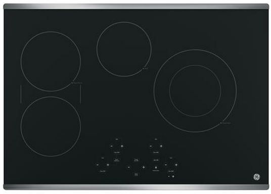 GE® 30" Stainless Steel on Black Electric Cooktop