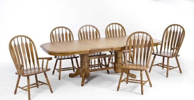 Allwood Furniture Group #137 Laminate Top Double Pedestal Table Set