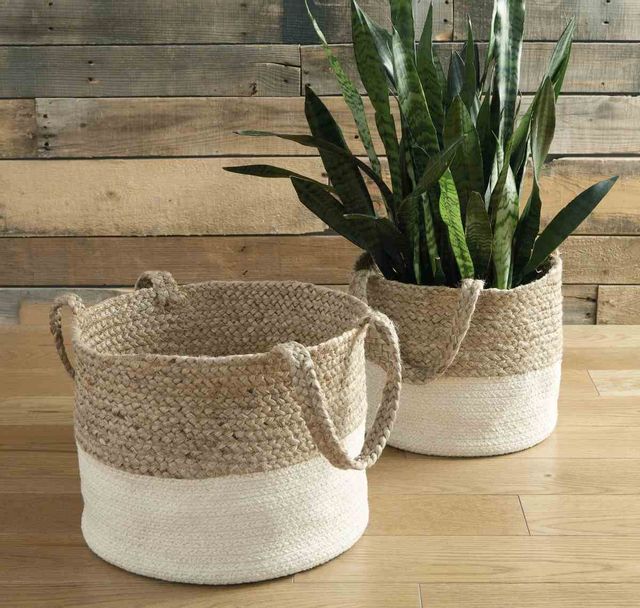Signature Design by Ashley® Parrish Set of 2 Natural/White Baskets 3