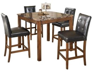 Signature Design by Ashley® Theo 5-Piece Warm Brown Square Counter Table Set