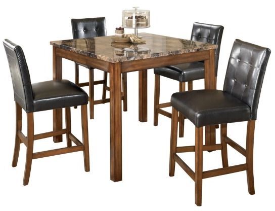 Signature Design by Ashley® Theo 5 Piece Warm Brown Square Counter Table Set-0