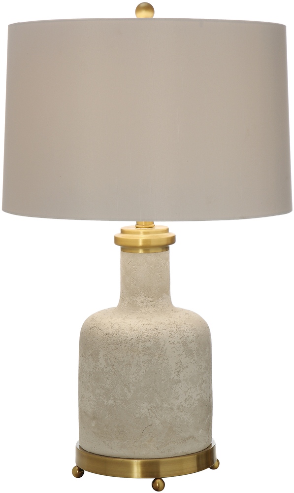 concrete and gold lamp