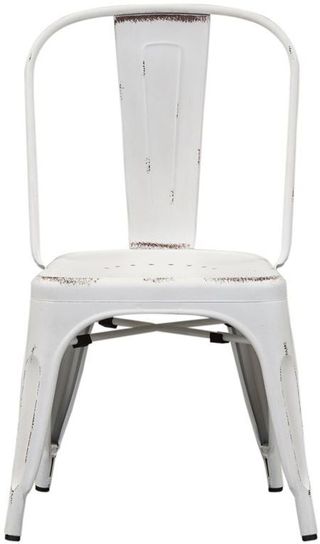 Liberty Furniture Vintage Antique White Distressed Metal Bow Back Side Chair