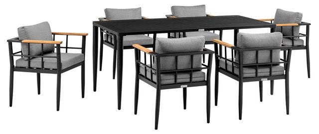 Armen Living Beowulf Black Outdoor Patio 7-Piece Dining Table Set