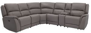 Man Wah 6 Piece Power Reclining Stone Leather Sectional
