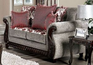 Furniture of America® Whitland Light Gray/Red Loveseat