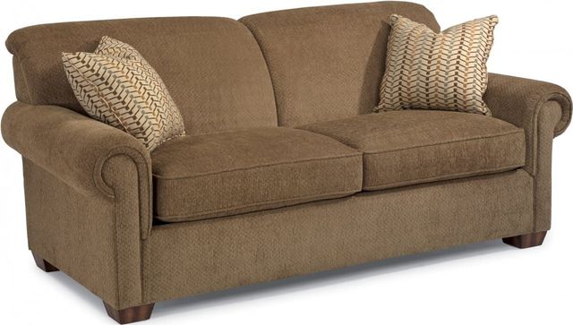 front angled view of a brown flexsteel sofa sleeper