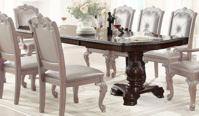 Crown Mark Kiera Rich Brown Double Pedestal Dining Table-1