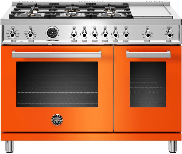 Cuisinière biénergie style Pro de 48 po Bertazzoni® Professional de 7.0 pi³ - Orange
