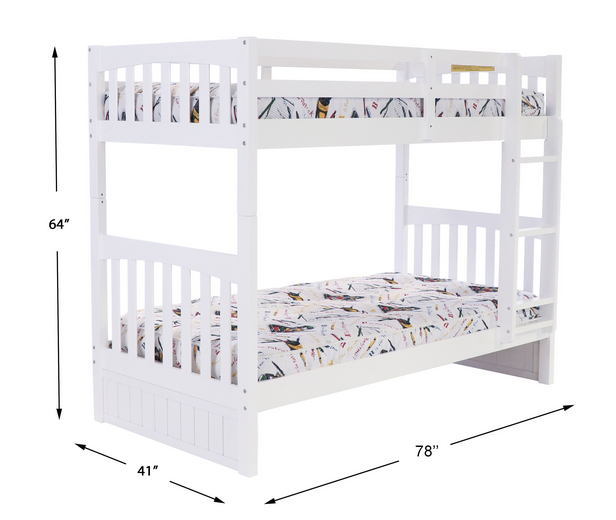 Donco Trading Company White Twin/Twin Mission Bunkbed-2