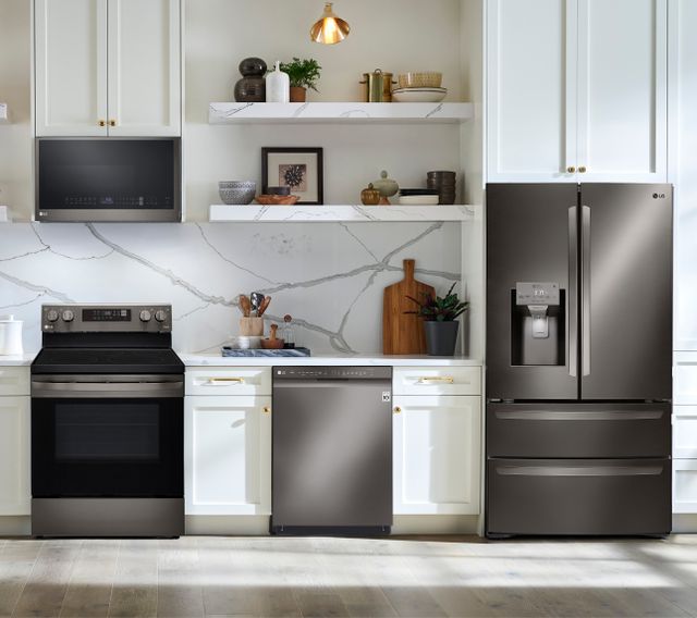 LG 4 Piece Kitchen Package with a 27.8 Cu. Ft. Double Freezer French Door Refrigerator PLUS FREE 10pc Luxury Cookware ($800 Value!)