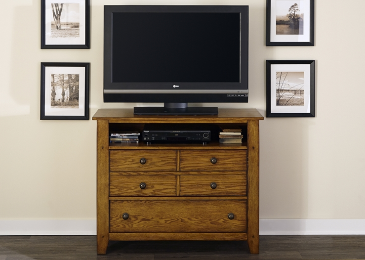 Liberty Furniture Grandpas Cabin Aged Oak Media Chest