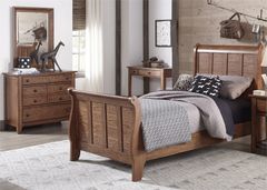 Liberty Furniture Grandpas Cabin 3 Piece Aged Oak Youth Full Bedroom Set