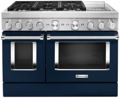KitchenAid® 48" Ink Blue Commercial-Style Free Standing Dual Fuel Range with Griddle