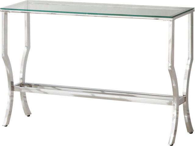 Coaster® Chrome Rectangular Sofa Table With Mirrored Shelf 0