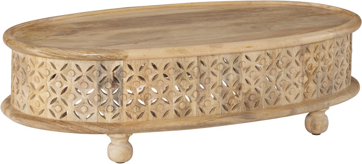 Natural wood oval store coffee table