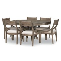 Legacy Classic Greystone Round to Oval Dining Table & Six Chairs