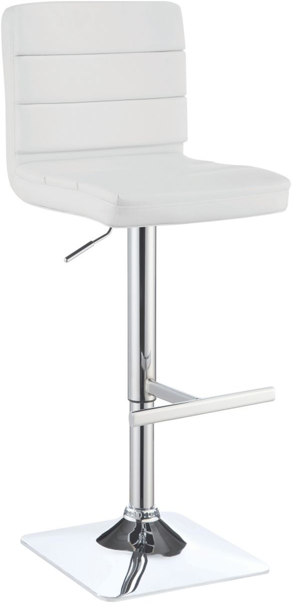Coaster® 2-Piece White/Chrome Upholstered Adjustable Stool Set-0