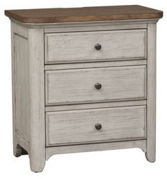 Liberty Farmhouse Reimagined Antique White Chestnut Charging Station Nightstand