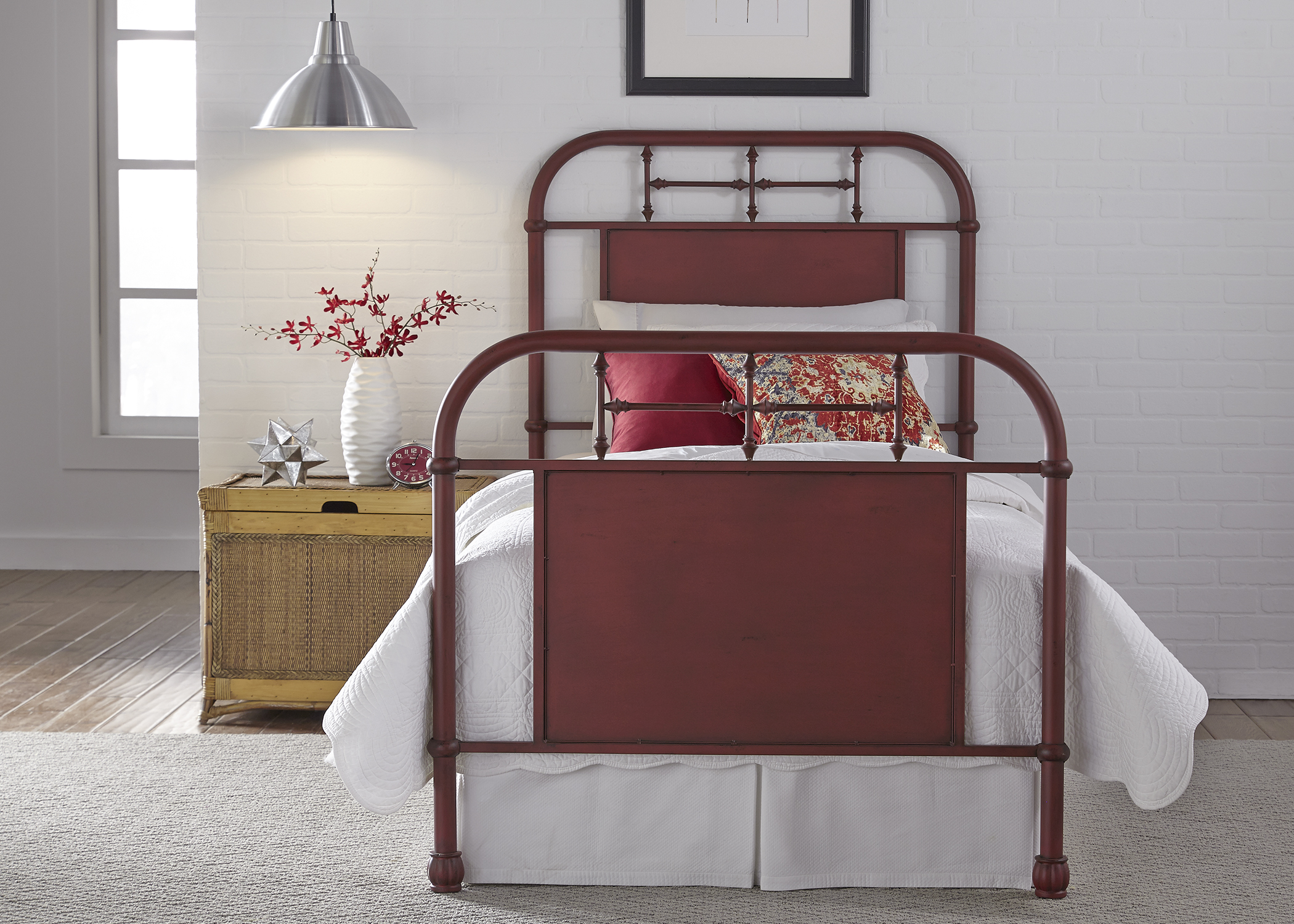 Liberty Vintage Red Youth Bedroom Twin Metal Bed