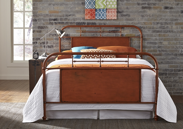 Liberty Furniture Vintage Distressed Orange Queen Metal Bed-0