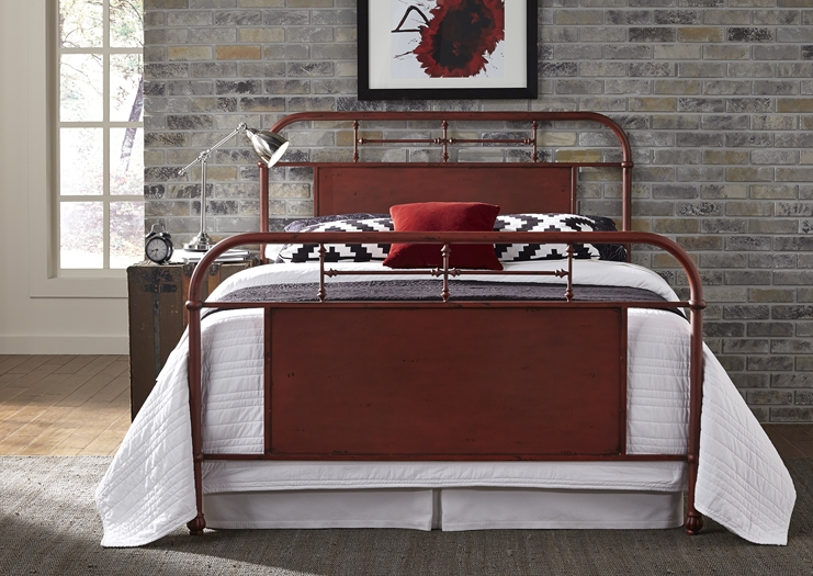 Liberty Furniture Vintage Distressed Red Queen Metal Bed