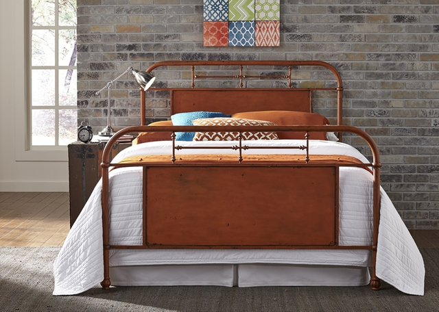 Liberty Furniture Vintage Distressed Orange King Metal Bed-0