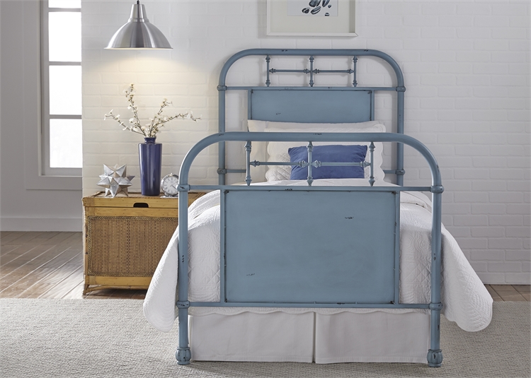 Liberty Vintage Blue Youth Bedroom Full Metal Bed-179-BR17HFR-BL