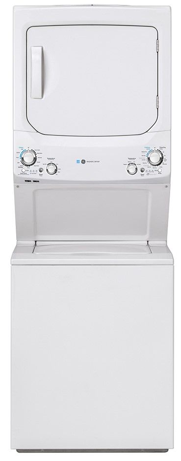 GE® Unitized Spacemaker 4.5 Cu. Ft. Washer, 5.9 Cu. Ft. Dryer White Stack Laundry