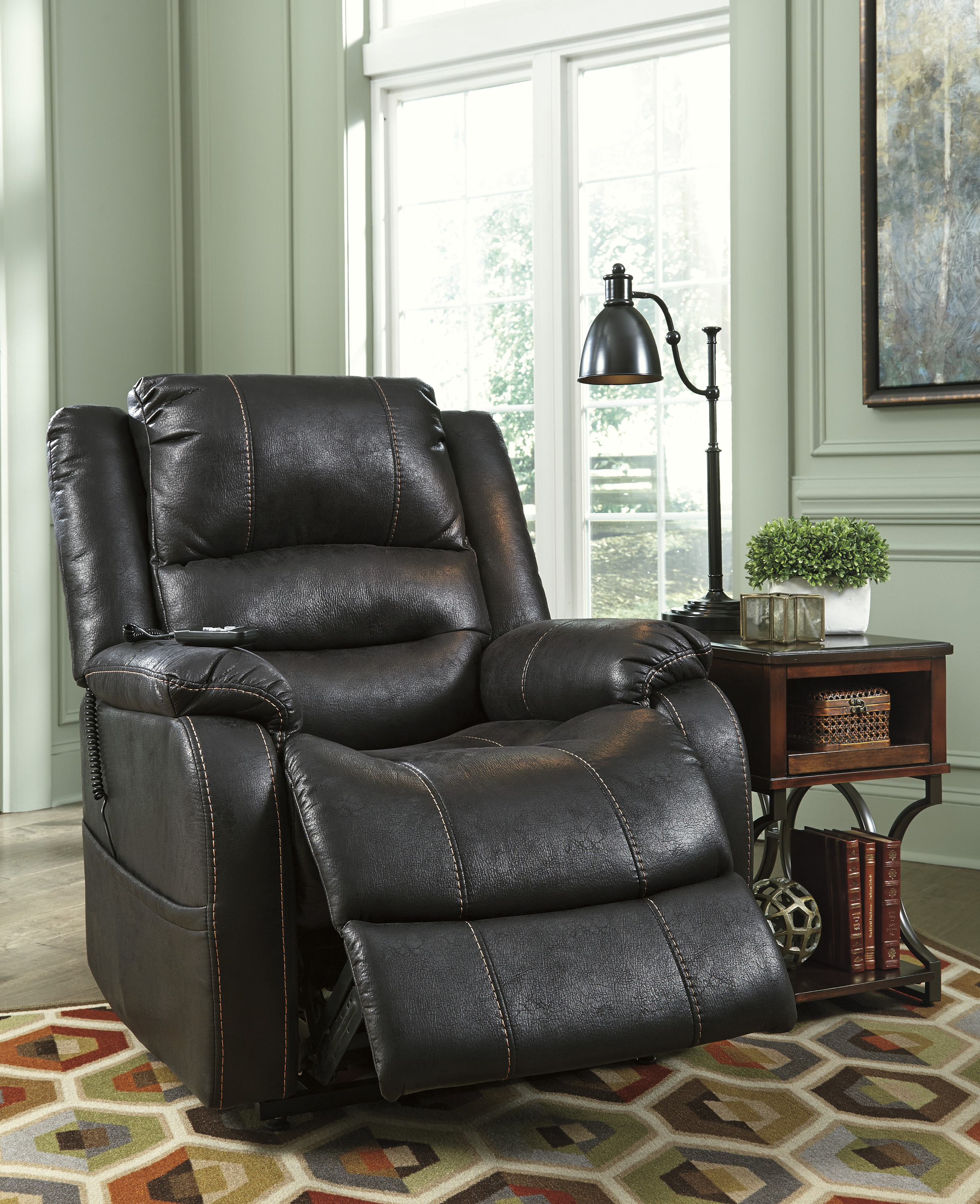 signature design by ashley yandel power lift recliner black