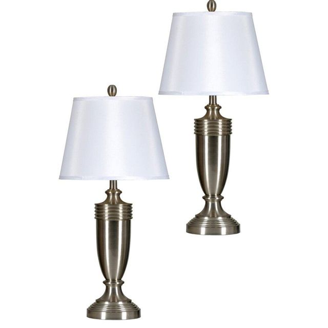 Style Craft Brushed Steel Table Lamps (Set of 2)-0