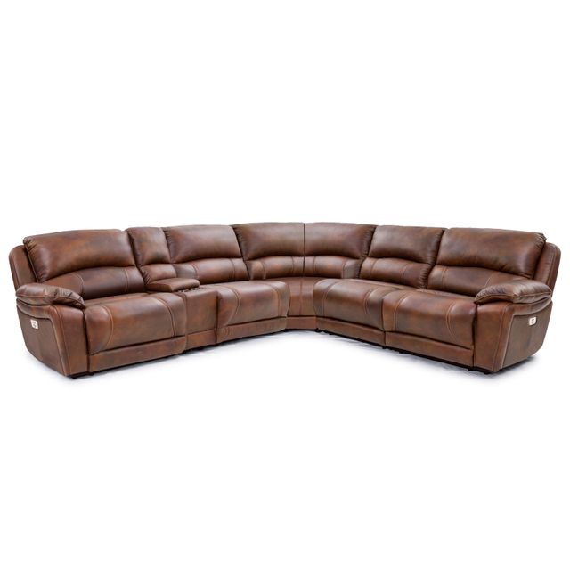 Cheers Lexington 6-Piece Leather Power Reclining Sectional with Power Headrests-0