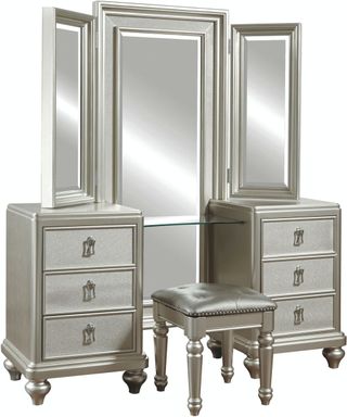 Samuel Lawrence Furniture­™ Diva Platinum Vanity Dresser with Stool