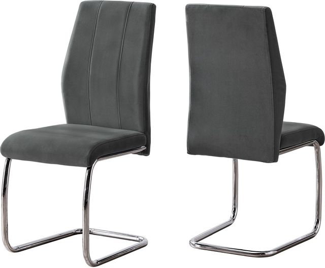 Monarch Specialties Inc. 2 Piece Dark Grey Velvet Dining Chairs 1