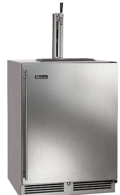 Perlick® C-Series 24" Panel Ready/Stainless Steel Beverage Dispenser Solid Door with 2 Faucets-0