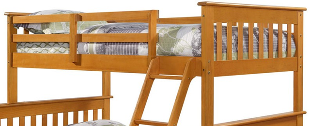 Donco Trading Company Honey Twin/Full Mission Bunk Bed With Dual Under Bed Drawers-1