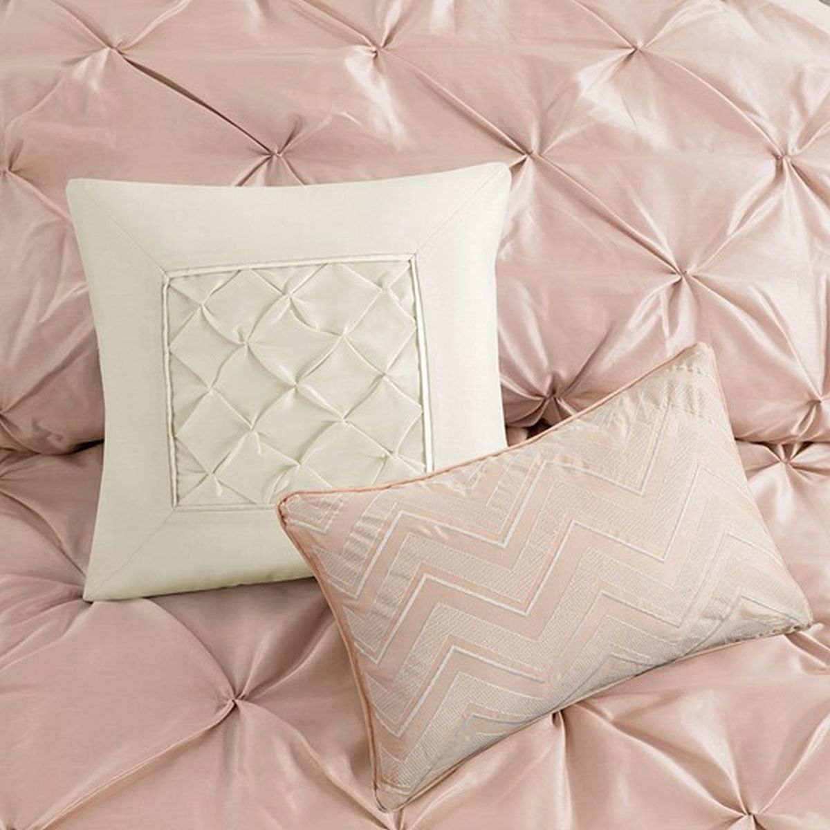 Olliix by Madison Park Blush Queen Laurel 7 Piece Tufted Comforter