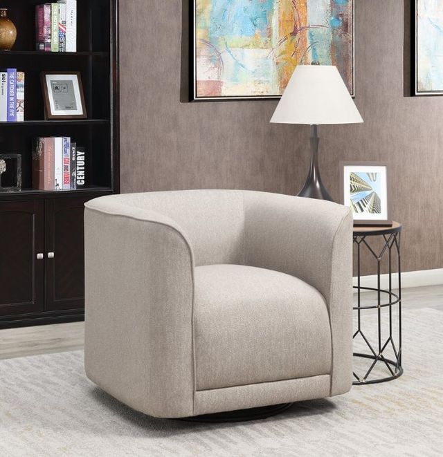 Emerald Home Whirlaway Sand Swivel Accent Chair | Wood's Furniture