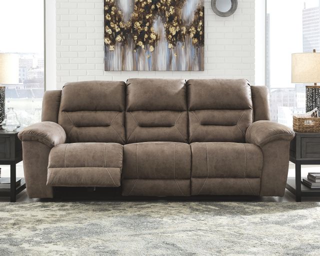 Signature Design by Ashley® Stoneland Fossil Reclining Sofa & Loveseat with Console 8