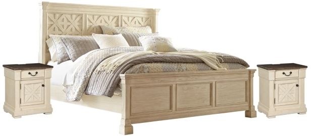 Signature Design by Ashley® Bolanburg 3-Piece Antique White King Panel Bed Set