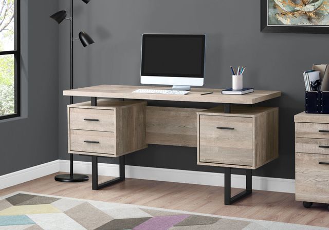 63 Computer Desk Executive Desk Writing Table with 4 Storage DrawersLight  Brown & Black / 1PC