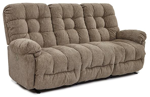 Overstuffed reclining store sofa