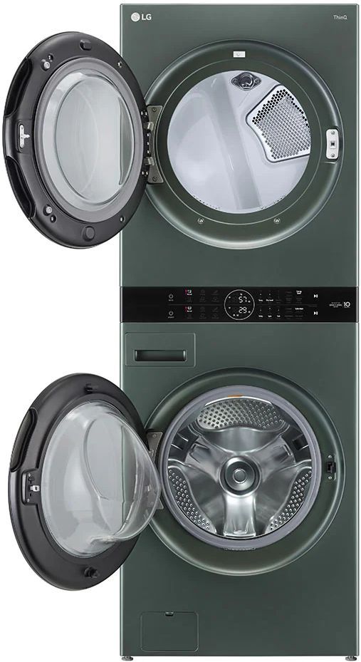 LG 4.5 Cu. Ft. Washer, 7.4 Cu. Ft. Gas Dryer Nature Green Stack Laundry 2